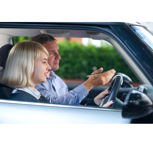 New driver practicing on a quiet road