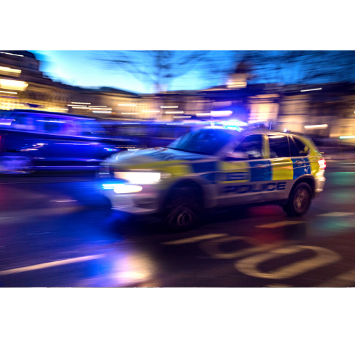 Police car using advanced driving techniques